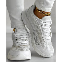 Nova Women's White Lace Sneakers Casual Daily Trainers in White