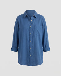 Novalie Airy Linen Blouse in Blue