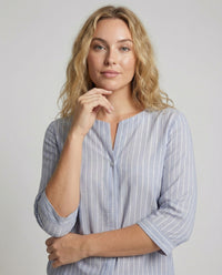 Novalie Airy Linen Blouse with Stand Collar
