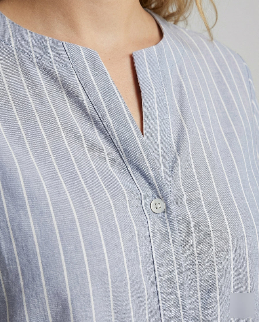 Novalie Airy Linen Blouse with Stand Collar