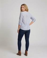 Novalie Airy Linen Blouse with Stand Collar