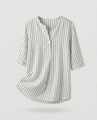 Novalie Airy Linen Blouse with Stand Collar in White