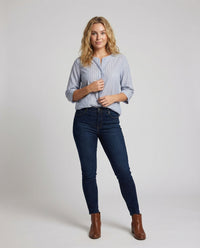 Novalie Airy Linen Blouse with Stand Collar