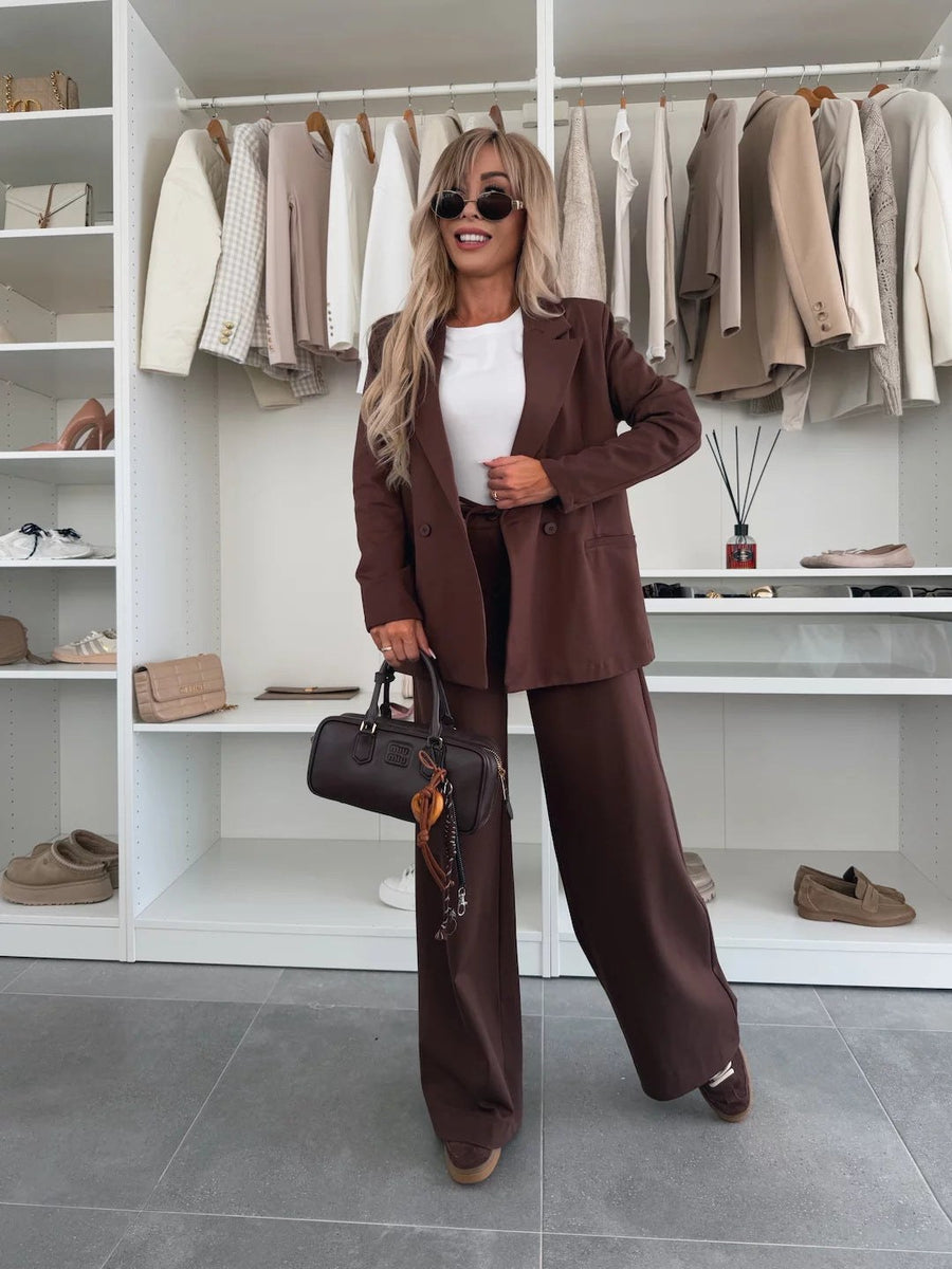 Novalie Elegant Blazer in Dark Brown