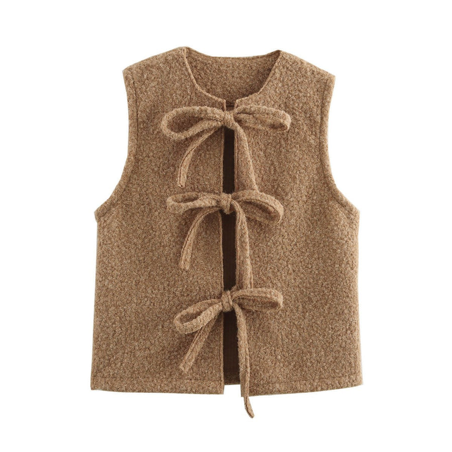 Novalie Elegant Knit Vest in Camel