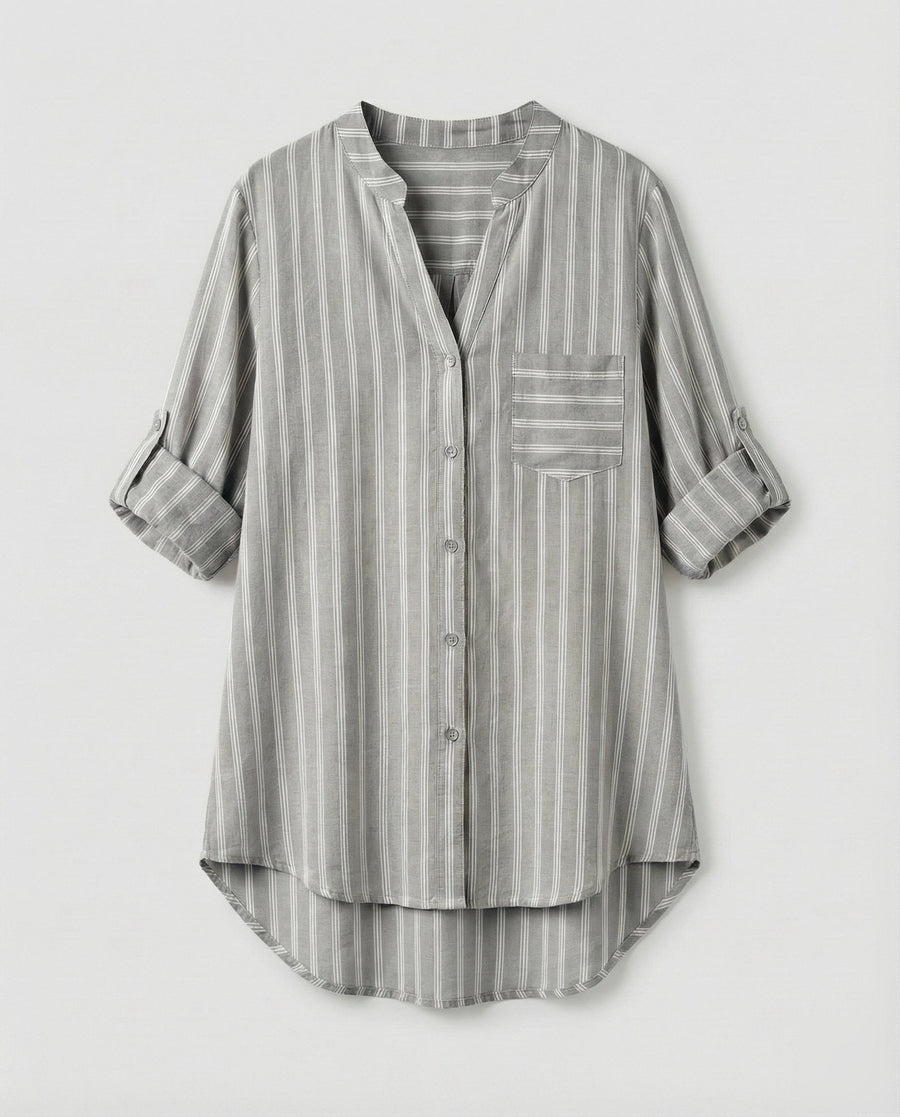 Octavia Airy Linen Blend Blouse in Black