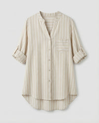 Octavia Airy Linen Blend Blouse in Khaki