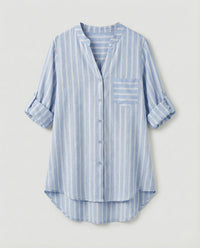 Octavia Airy Linen Blend Blouse in Light Blue