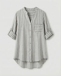 Octavia Airy Linen Blend Blouse in Light Grey