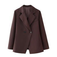Octavia Elegant Jacket with Button Front and Pockets in Red