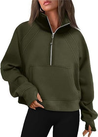 Octavia Sweater with Hood in Olive Green