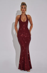 Odette Maxi Dress in Wine Red