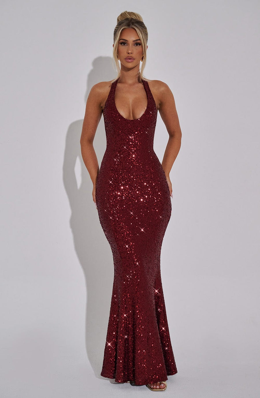 Odette Maxi Dress in Wine Red