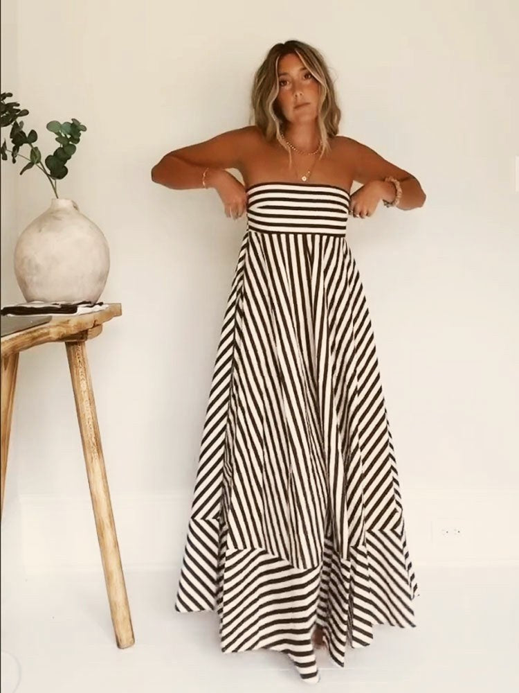 Odette Women's Strapless Striped Maxi Dress