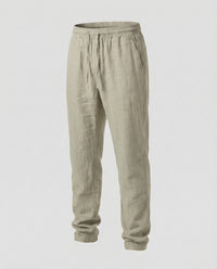 Odin Linen Trousers with Drawstring Waist in Apricot