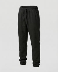 Odin Linen Trousers with Drawstring Waist in Black