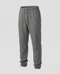 Odin Linen Trousers with Drawstring Waist in Grey