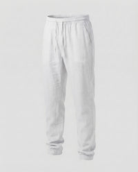 Odin Linen Trousers with Drawstring Waist in White