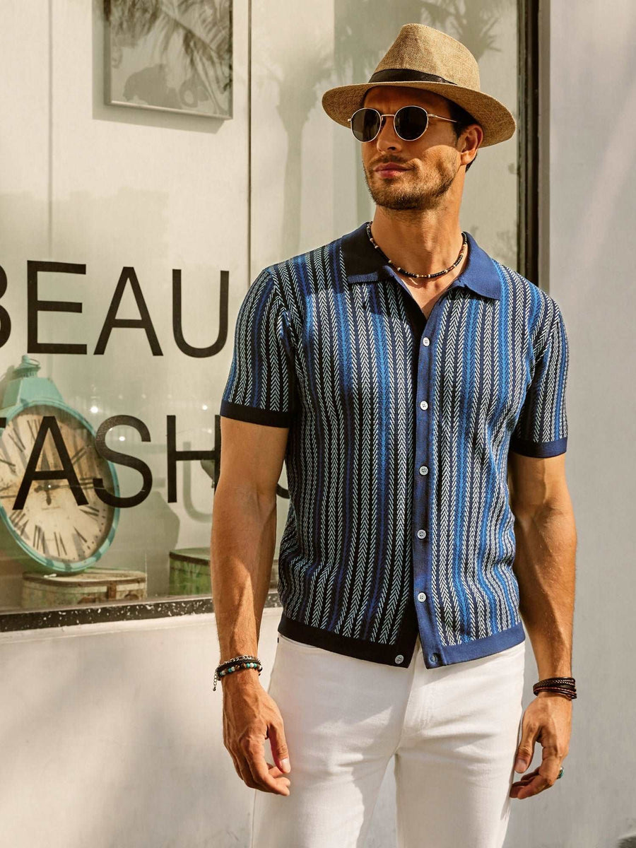 Odin Vintage Shirt with Striped in Blue