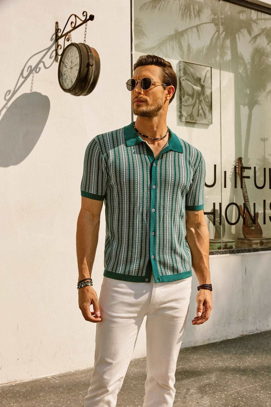 Odin Vintage Shirt with Striped in Green