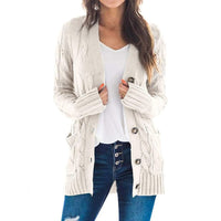 Olivia Knit Cardigan with Long Sleeve in Beige