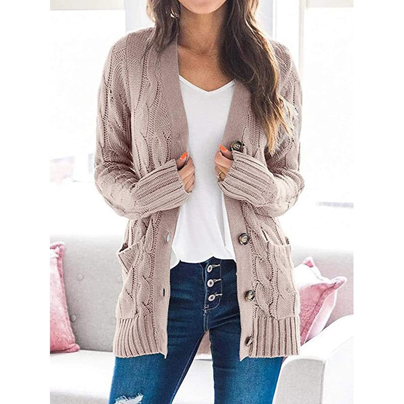 Olivia Knit Cardigan with Long Sleeve in Coffee