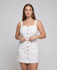 Olivia Lightweight Linen Dress with Button Front