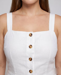 Olivia Lightweight Linen Dress with Button Front