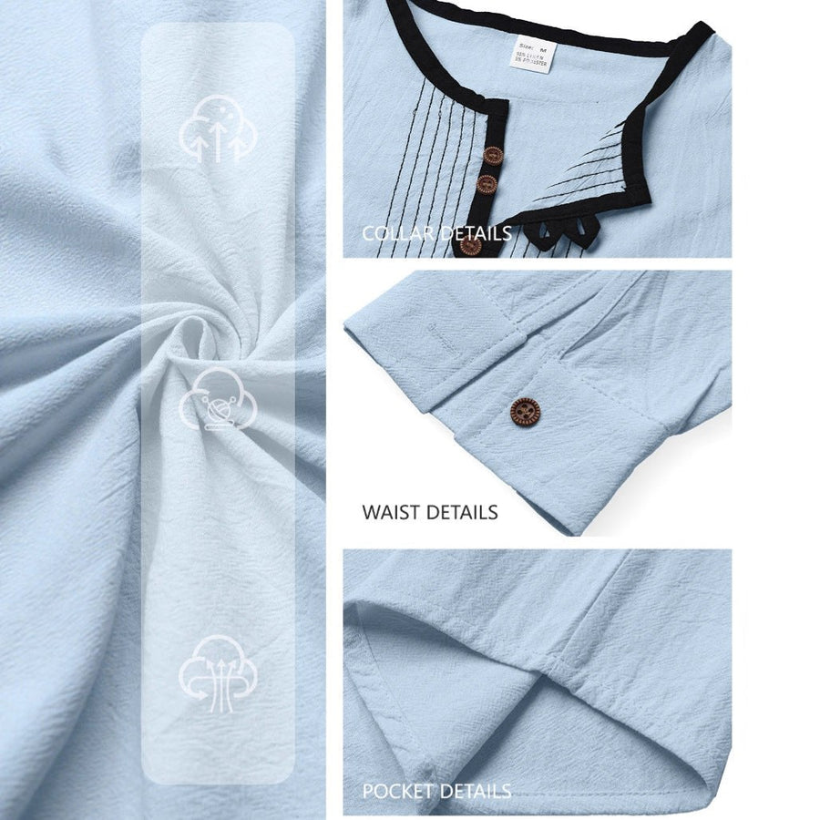 Olivier Casual Linen Blend Shirt with Long Sleeve and Button Front
