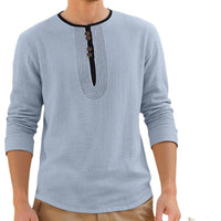 Olivier Casual Linen Blend Shirt with Long Sleeve and Button Front