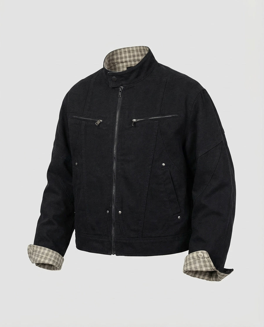 Olivier Jacket with Checked in Black