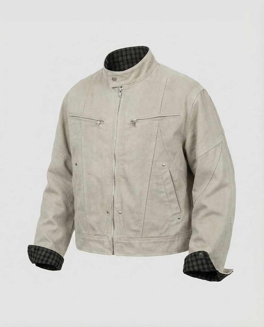 Olivier Jacket with Checked in Light Khaki