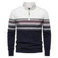 Olivier | Men's Patterned Band Quarter Zip Sweater