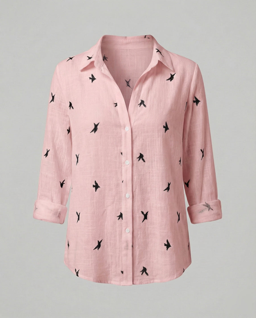 Oona Airy Linen Blouse in Pink