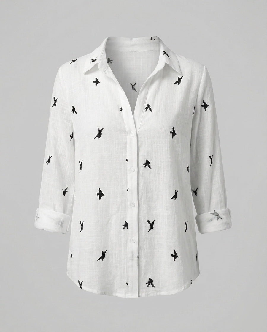 Oona Airy Linen Blouse in White