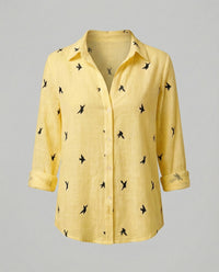 Oona Airy Linen Blouse in Yellow