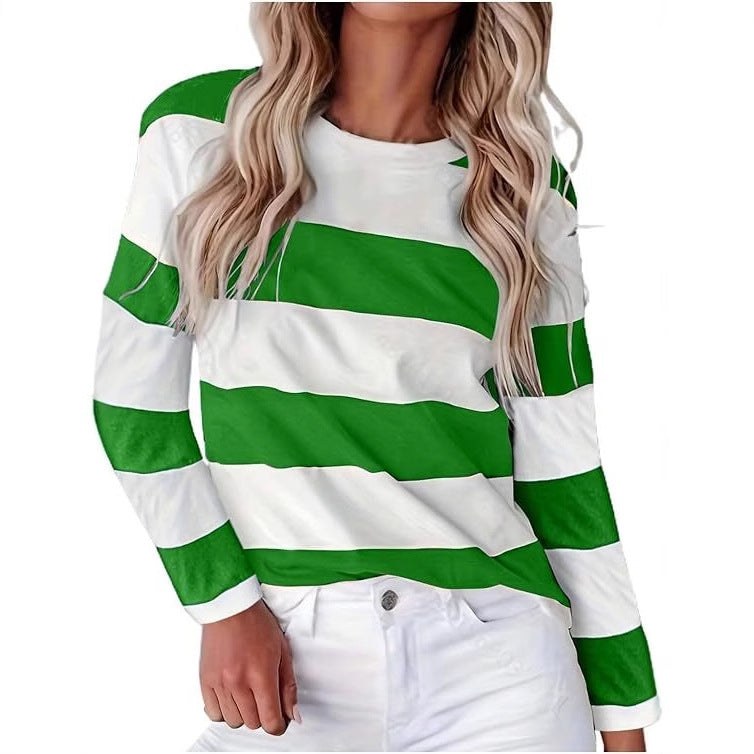 Oona Casual Shirt with Long Sleeve and Striped in Light Green