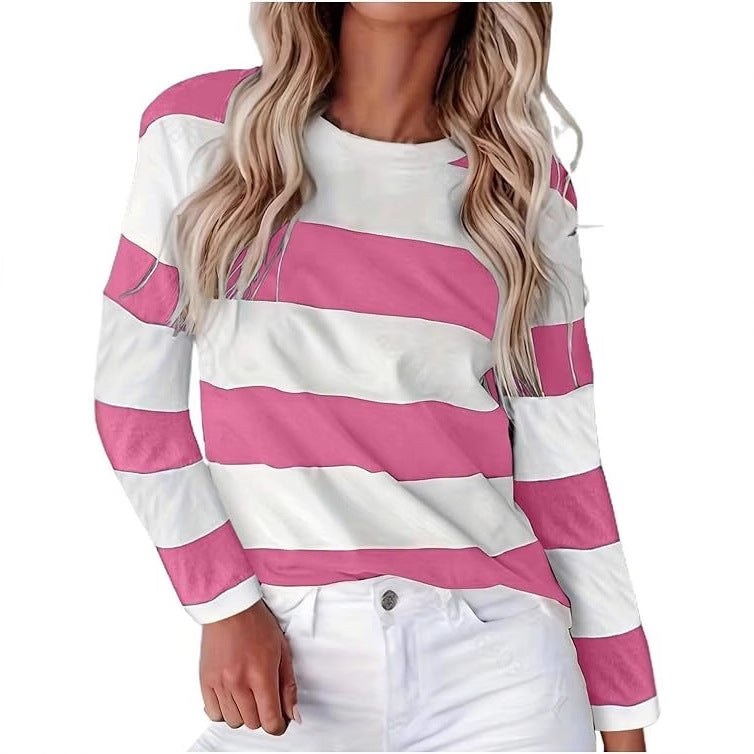 Oona Casual Shirt with Long Sleeve and Striped in Pink