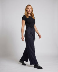 Oona Linen Trousers with Elastic Waist and Belted