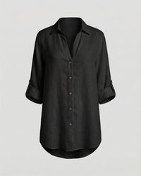 Opal Airy Linen Blouse with Oversized in Black