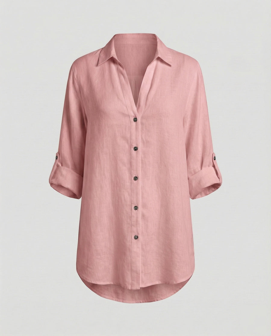 Opal Airy Linen Blouse with Oversized in Pink