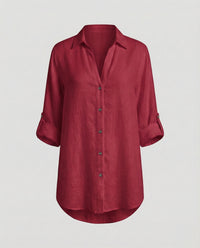 Opal Airy Linen Blouse with Oversized in Red