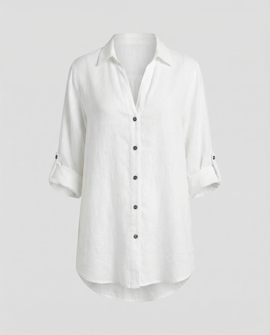 Opal Airy Linen Blouse with Oversized in White