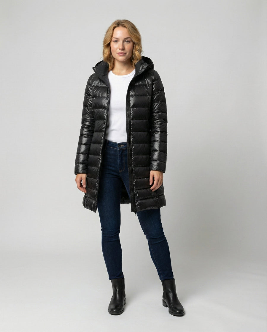 Opal Lightweight Jacket with Hood in Black