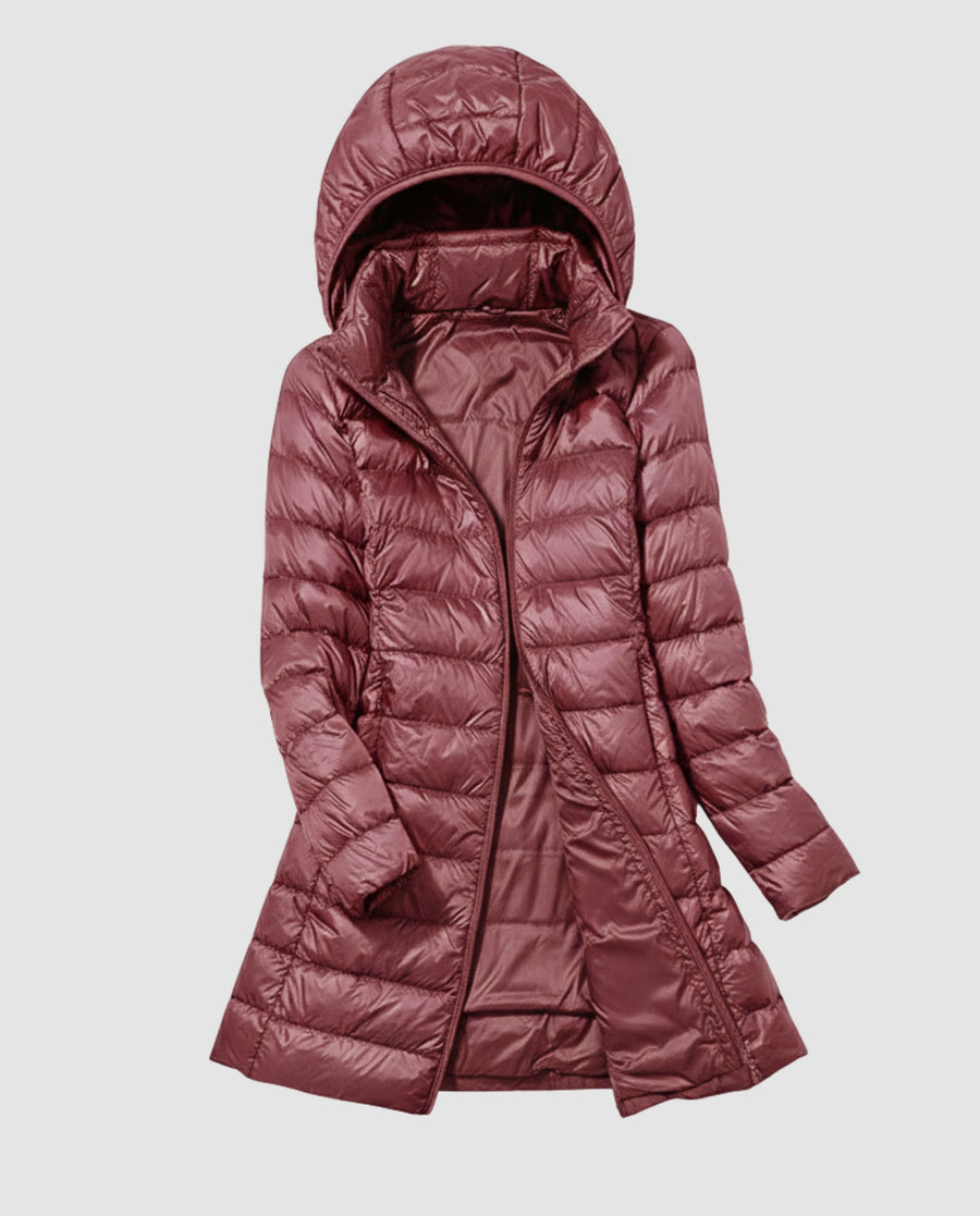 Opal Lightweight Jacket with Hood in Kastanienbraun
