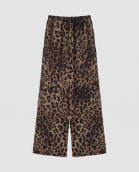 Opal Linen Trousers with Elastic Waist in Leopard