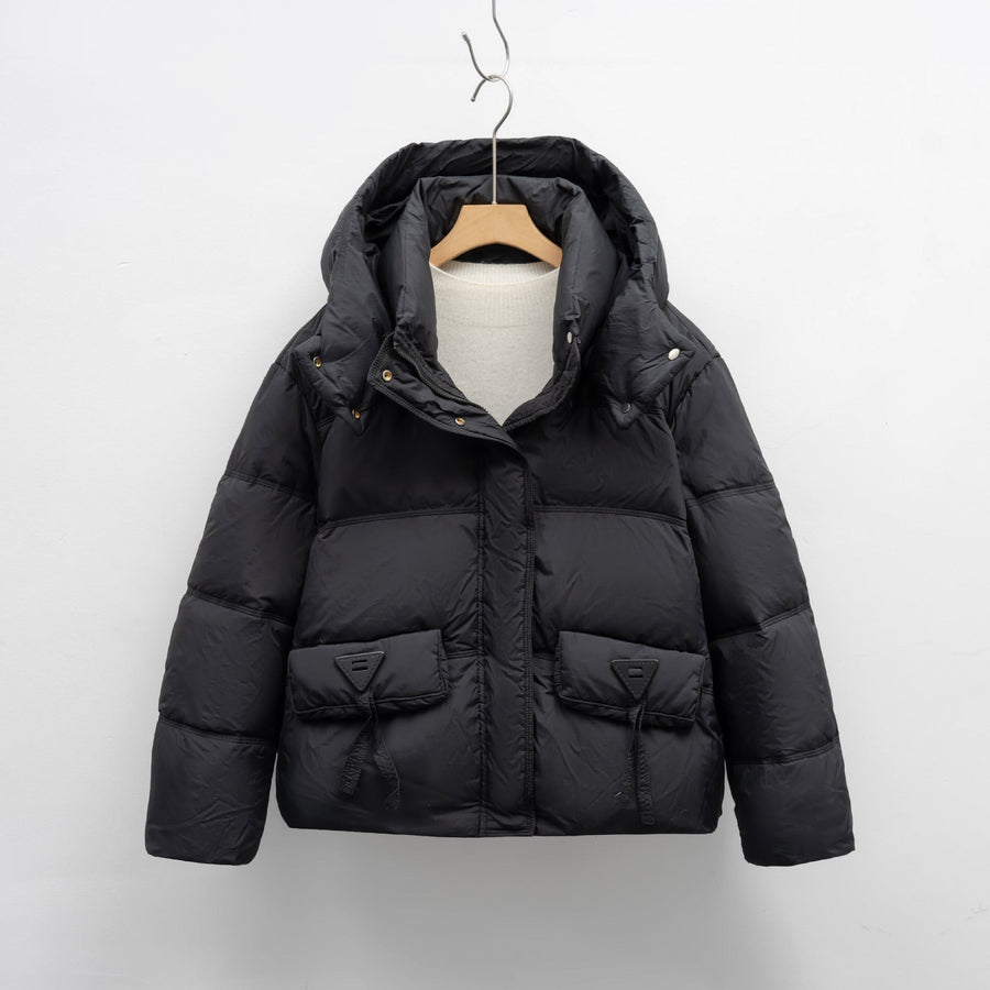 Opal Quilted Jacket with Pockets and Hood in Black