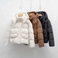 Opal Quilted Jacket with Pockets and Hood in White