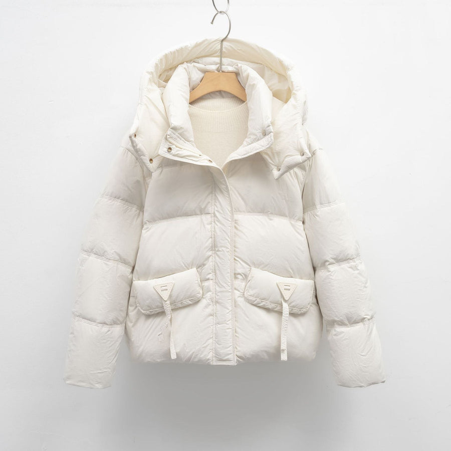 Opal Quilted Jacket with Pockets and Hood in White