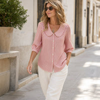 Opaline Women's Striped Sailor Collar Blouse
